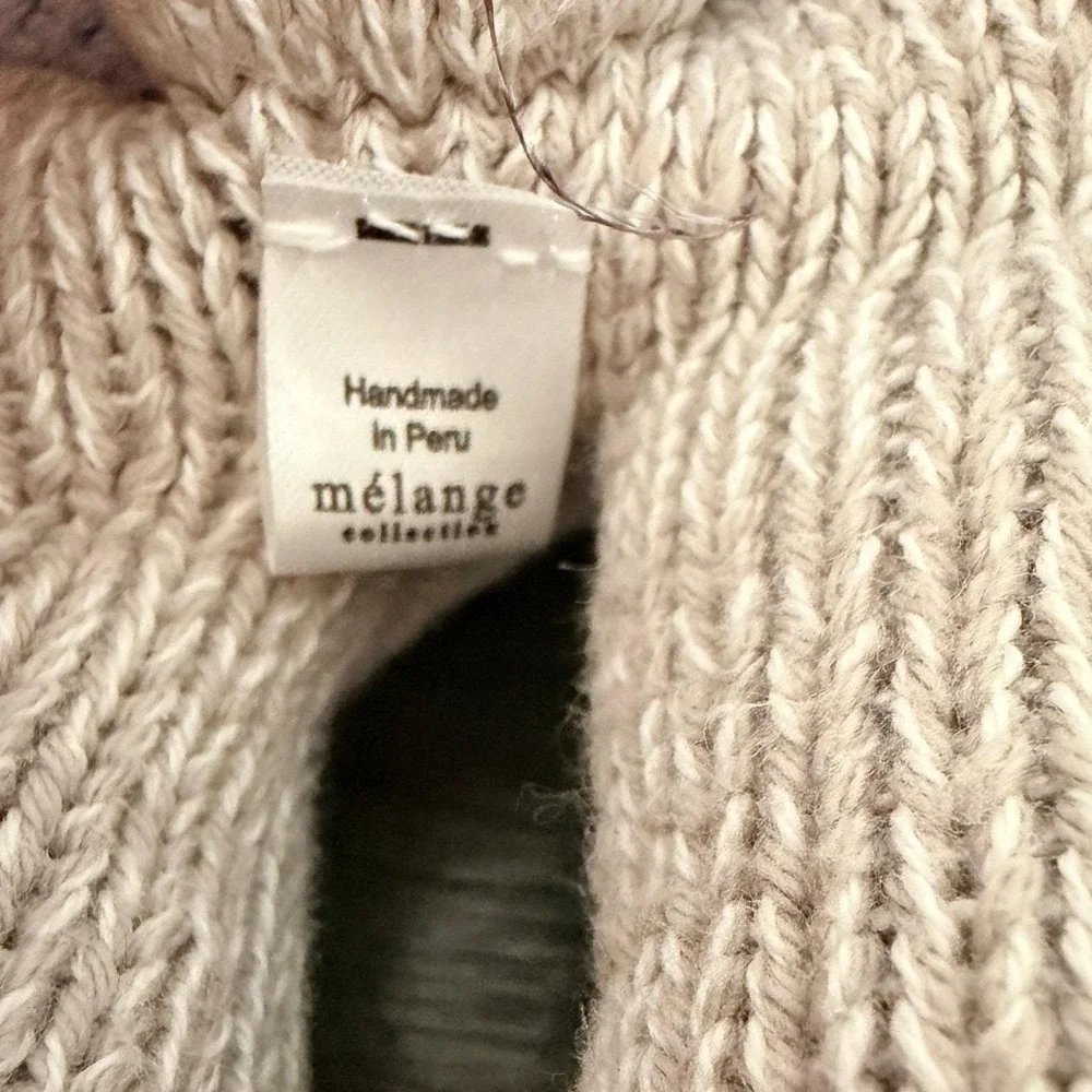 Melange Collections Handmade Knit Bunny Striped Sweater Plush Tan Blue Gray 12in